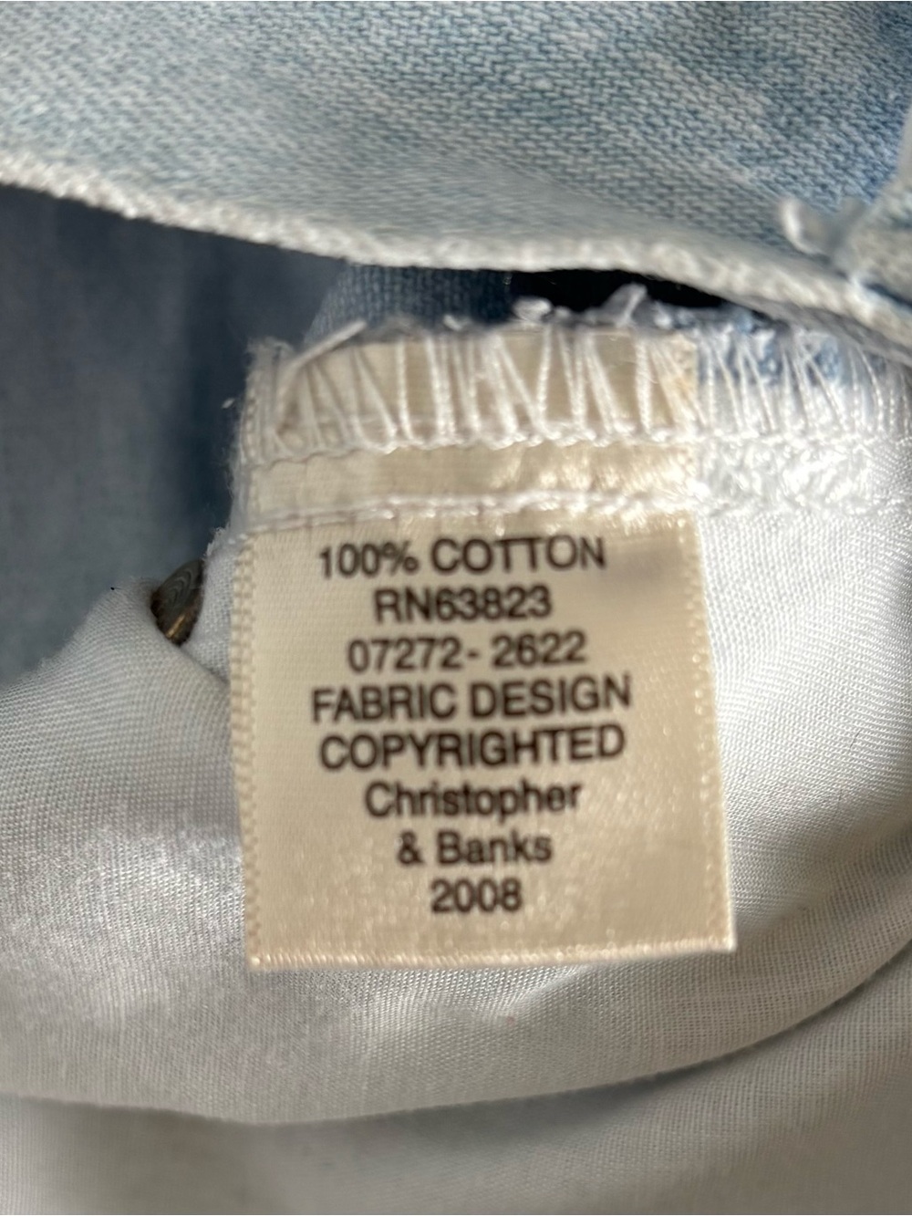 Y2K Christopher & Banks Lt Wash Denim Capris 10 Cherry Embroidered Buttons 2008 - Picture 4 of 13